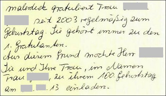 Notiz Frau Vogelmann