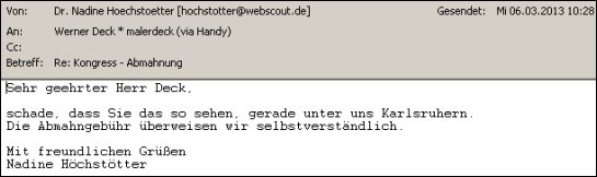 Antwort von Webscout, Frau Dr. Höchstötter