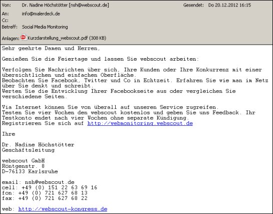Emailwerbung von Webscout GmbH